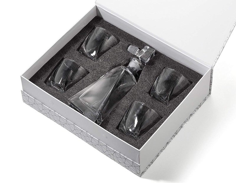 JoyJolt Atlas 5-Piece Luxury Crystal Whiskey Decanter Set, 22 oz Decanter & 4 x 10.8 oz Old Fashioned Whiskey Glasses - Image 3